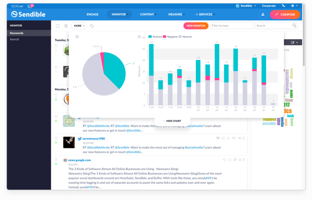 Sendible - brand monitoring tool