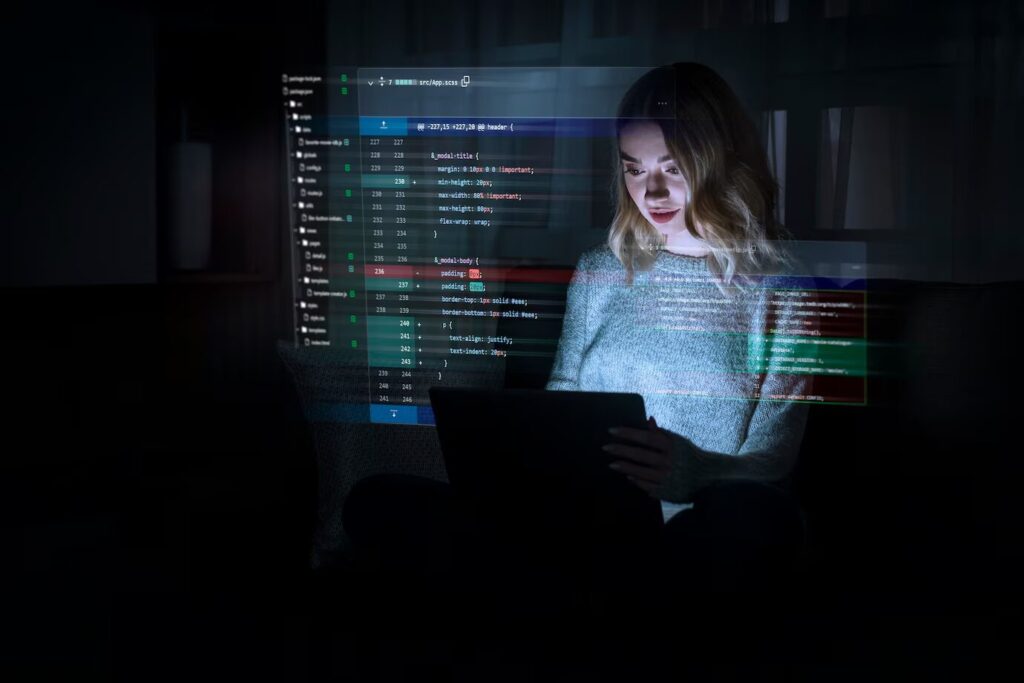 Girl Surfing Dark web